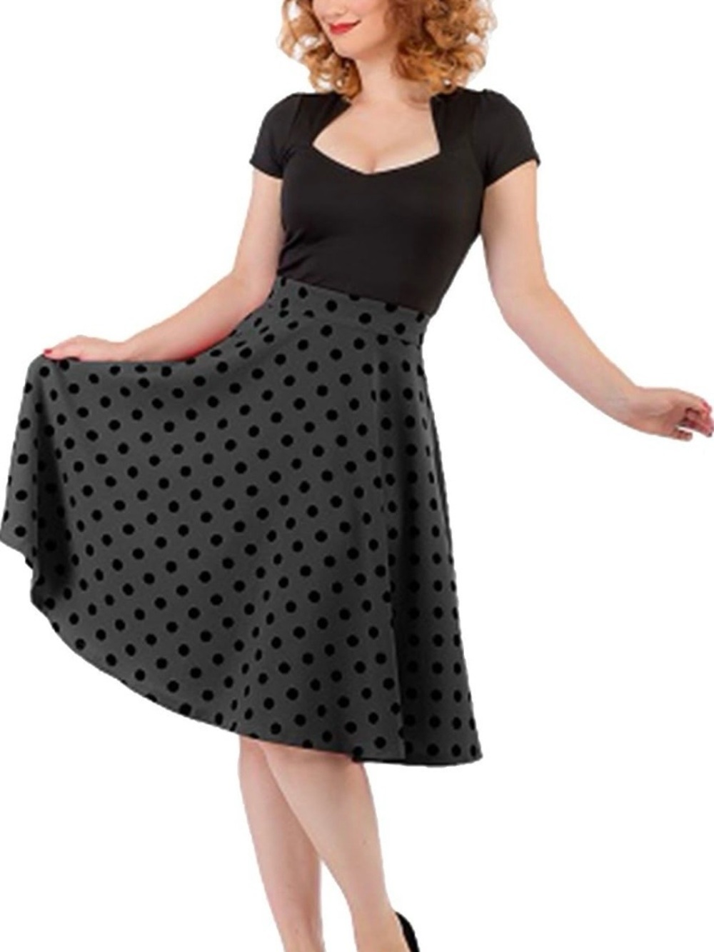Rock Steady Tan Polka Dot A-Line Skirt